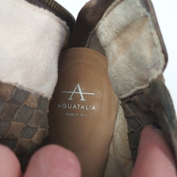 Aquatalia Women Frannie Basket Weave Leather Ankle Booties Brown Tan Size 8 - Picture 14 of 16